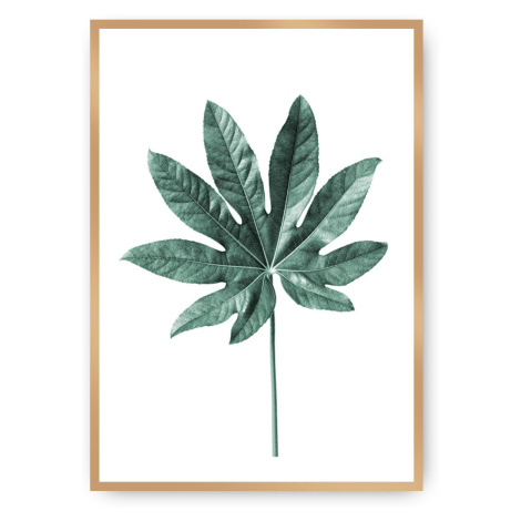 Dekoria Plakát  Leaf Emerald Green, 40 x 50 cm, Ramka: Złota
