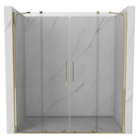 MEXEN/S Velar Duo posuvné sprchové dveře 200, transparent, złote 871-200-000-02-50