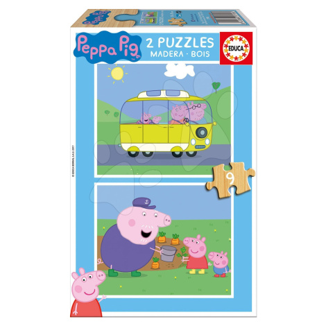 Dřevěné puzzle Peppa Pig Educa 2 x 9 dílků