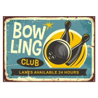 Ilustrace Bowling club retro poster design, lukeruk, 40 × 30 cm