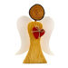 AMADEA Dřevěný anděl s bílými křídly a červeným srdcem, masivní dřevo, 17x13,5x2 cm