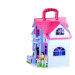 mamido Domeček pro panenky s nábytkem Country House růžový F611