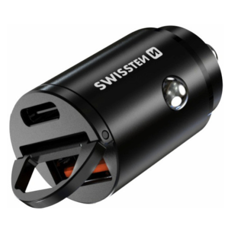 USB adaptér 1x + USB-C (Power Delivery, Super Charge, 30W, černý) Swissten