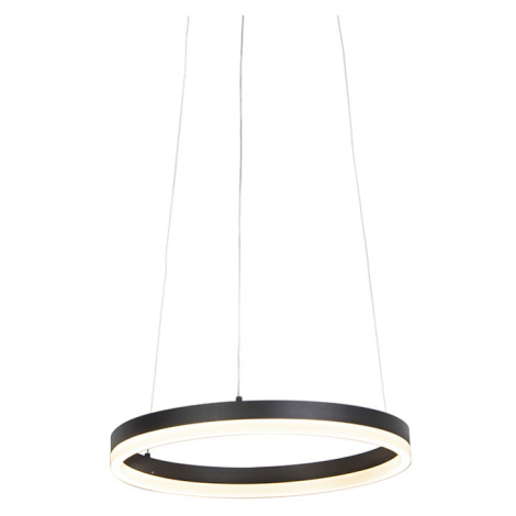 Designové závěsné svítidlo černé 40 cm vč. LED 3-stupňové stmívatelné - Anello QAZQA