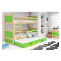 Dětská patrová postel s výsuvnou postelí RICO 200x90 cm Zelená Borovice
