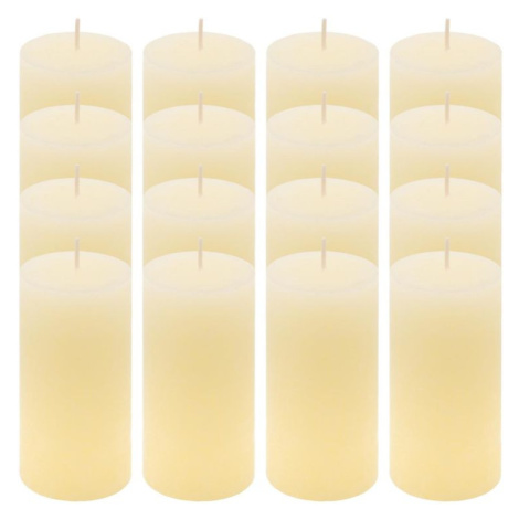 Krémová parafínová svíčka rustikální 10 cm, 25 h, sada 16 ks