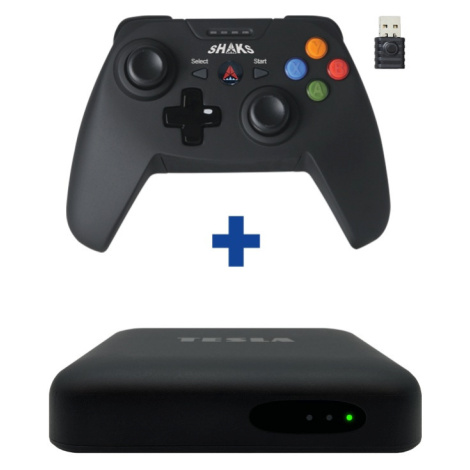 TESLA - SET MediaBox XA400 Android TV + gamepad Shaks S1+