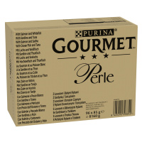 Gourmet Perle 96 x 85 g - 80 + 16 zdarma - Losos a bílé ryby, Sardinky a tuňák, Losos a treska, 