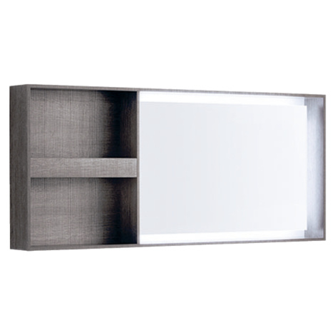 Geberit Citterio - Zrcadlo 1334x584 mm s LED osvětlením a poličkou, šedohnědý dub 500.571.JJ.1