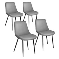 TecTake Sada 4 židlí Monroe v sametovém vzhledu - šedá