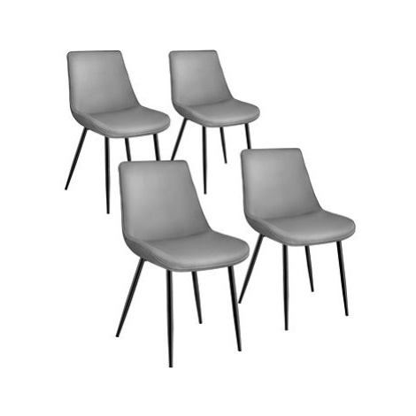 TecTake Sada 4 židlí Monroe v sametovém vzhledu - šedá