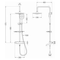 MEXEN/S KT33 vanový sloup s termostatickou baterií, chrom 779003393-00