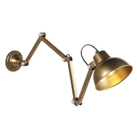 Průmyslová nástěnná lampa mosazná nastavitelná - Avon QAZQA
