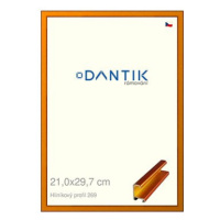 DANTIK rámeček 21 × 29,7, ALU profil 7269 Oranžový Citrin broušený sklo čiré