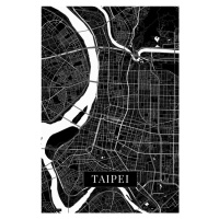 Mapa Taipei black, (26.7 x 40 cm)