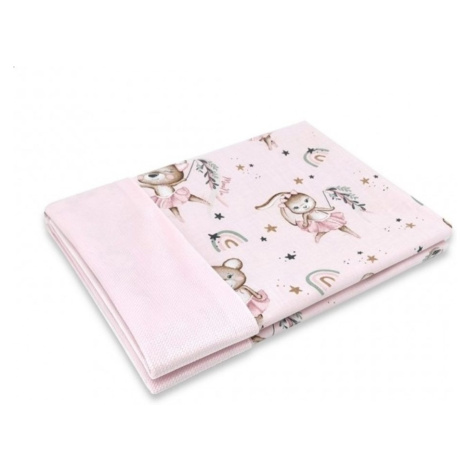 Miminu Oboustranná deka Bavlna + Velvet 100 x 75 cm, Little Balerina - růžová
