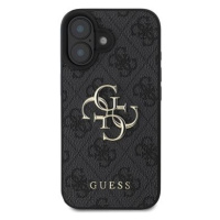 Guess PU 4G Metal Logo Zadní Kryt pro iPhone 16 Plus Grey