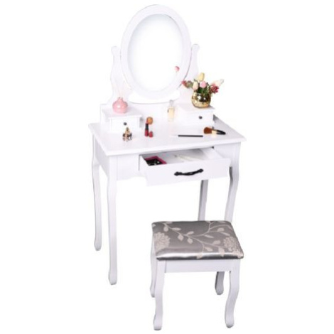 Toaletní stolek s taburetem Mealyer, bílá FOR LIVING
