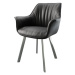 DELIFE Jídelní židle Keila-Flex s područkou pravá kůže černá oválná podnož nerezové oceli