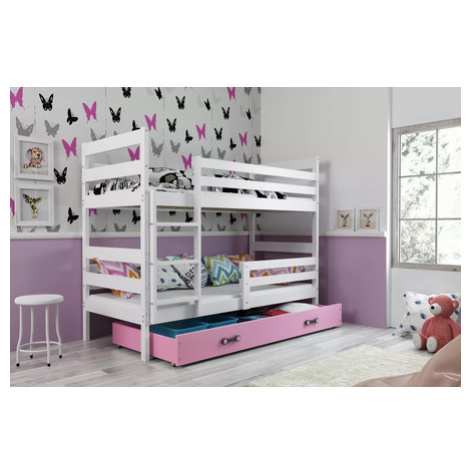 Dětská patrová postel ERYK 80x160 cm - bílá Růžová BMS