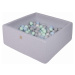 MeowBaby Suchý bazének s míčky 90x90x40cm s 200 míčky, čtvercový, šedý: perleťově bílá, šedá, pr