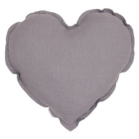 Cotton & Sweets Mini lněný polštář srdce tmavě šedá 28 cm