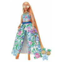 Barbie extra fancy stylová dlouhovláska s modrou kočičkou, mattel hhn14