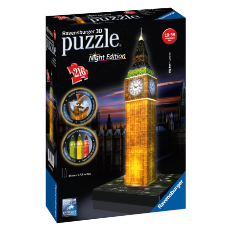 Ravensburger Svíticí 3D puzzle, 216 dílků (noční Big Ben)