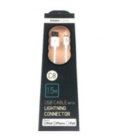 Kabel Lightning na USB, gumový, 1,5m, C8, bílá