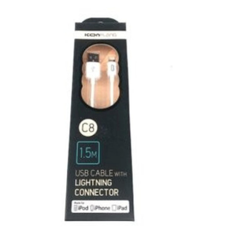 Kabel Lightning na USB, gumový, 1,5m, C8, bílá Olpran
