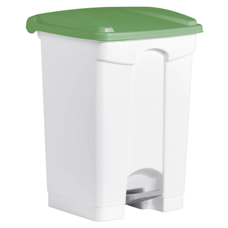helit Nášlapná nádoba na odpad, objem 45 l, š x v x h 410 x 605 x 400 mm, bílá, zelené víko