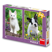 Dino Buldoček a kotě 2 x 48 Puzzle