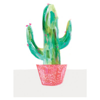 Ilustrace Painted cactus in coral plant pot, Laura Irwin, 30 × 40 cm