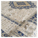 Nádherný vintage koberec v béžové barvě s modrým vzorem