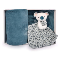 Deka pro nejmenší Yoca le Koala Doudou et Compagnie s plyšovou koalou na mazlení modrá 70*100 cm