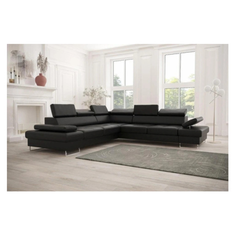 SANDET MAX velká rozkládací sedací souprava s polohovacími záhlavníky v pravé kůži