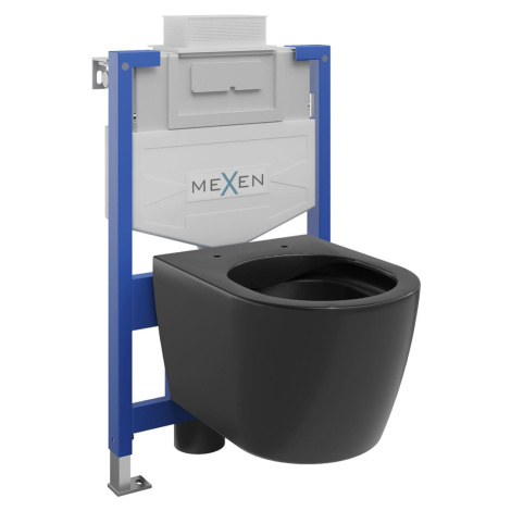 MEXEN/S WC předstěnová instalační sada Fenix XS-U s mísou WC Carmen, černá mat 6853388XX85