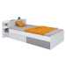 Dětská postel s úložným prostorem beta 90x200cm - bílá/dub wilton/šedá