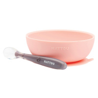 NATTOU - Set jídelní silikonový 2 ks miska a lžička růžový bez BPA