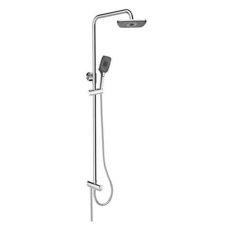MEREO Sprchový set s tyčí, hadicí, ruční a talíř. hranatou sprchou, černá CB95001SB2