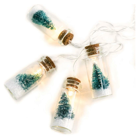 ACA Lighting ”MINI skleněné lahve" zelené stromky, 10 LED dekorační řetěz na baterie (2xAA) tepl