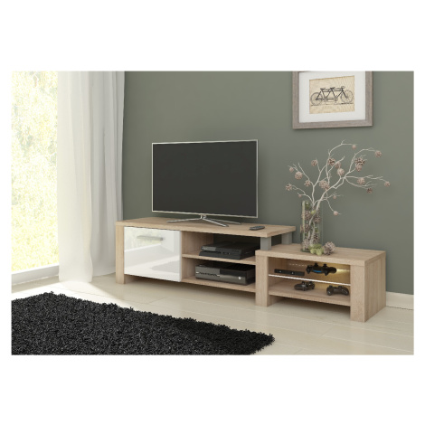 ArtCross TV stolek ORION Barva: Dub sonoma světlý/bílý lesk
