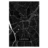 Mapa Leipzig black, POSTERS, 26.7x40 cm