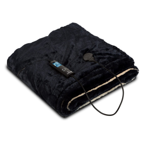Klarstein Dr. Watson SuperSoft, výhřevná deka, 120 W, 180 x 130 cm, chlupatý plyš, béžová / tmav