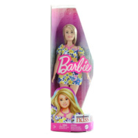 Popron.cz Barbie Modelka - šaty s modrými a žlutými květinami HJT05