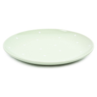Keramický mělký talíř s puntíky, zelená