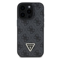 Guess PU 4G Strass Triangle Metal Logo Zadní Kryt + Crossbody Popruh pro iPhone 16 Pro Black