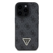 Guess PU 4G Strass Triangle Metal Logo Zadní Kryt + Crossbody Popruh pro iPhone 16 Pro Black