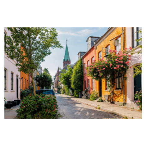 Fotografie Charming street with residential houses and, Alexander Spatari, 40 × 26.7 cm