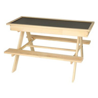 Build & Trade & Innovative Dětský zahradní stůl + 2 lavičky, pískoviště, tabule